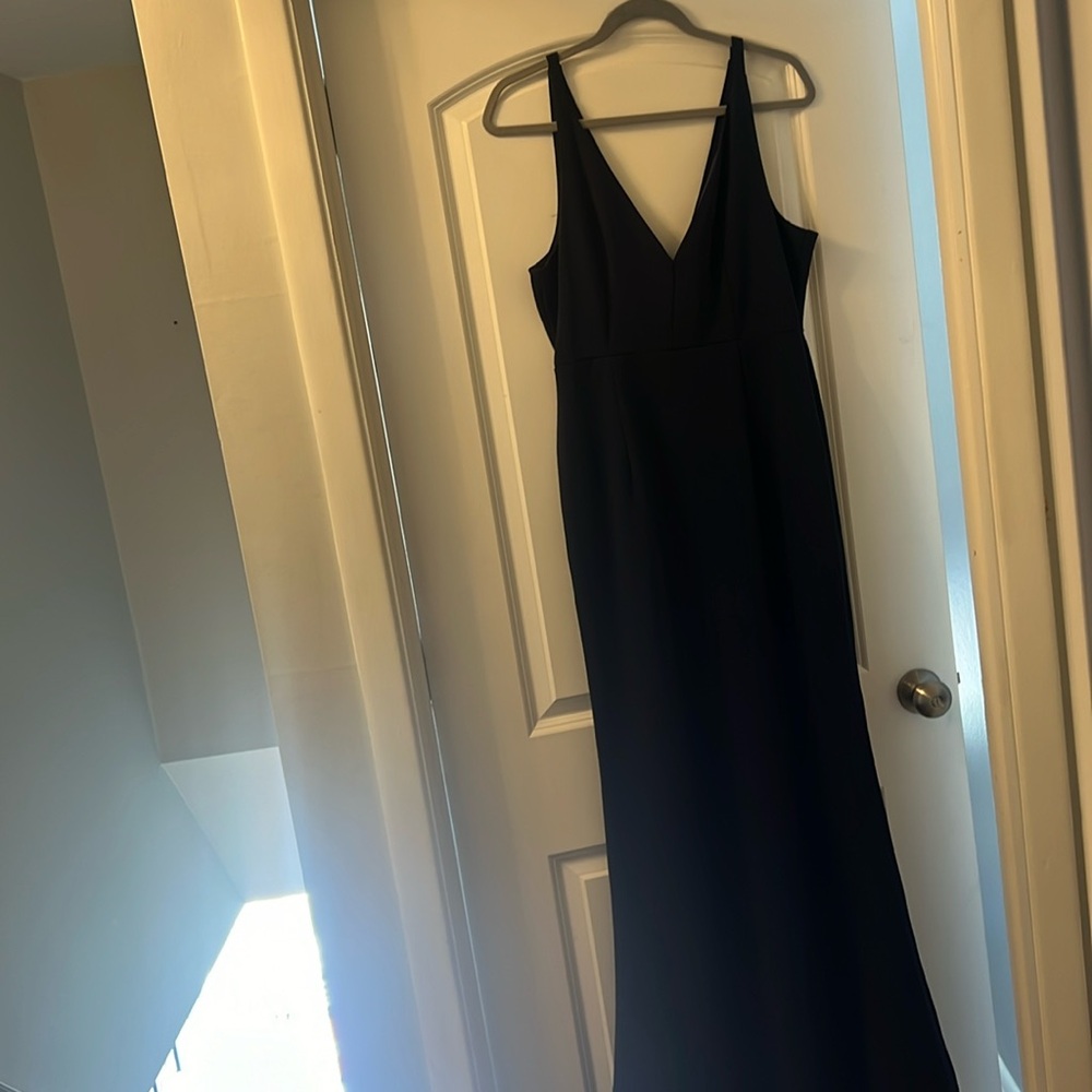 Lulu's Navy Blue Prom Dress - Picture 5 of 9